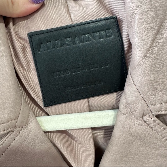 NEW All Saints Dalby Pink Leather Moto Biker Jacket - Picture 6 of 8